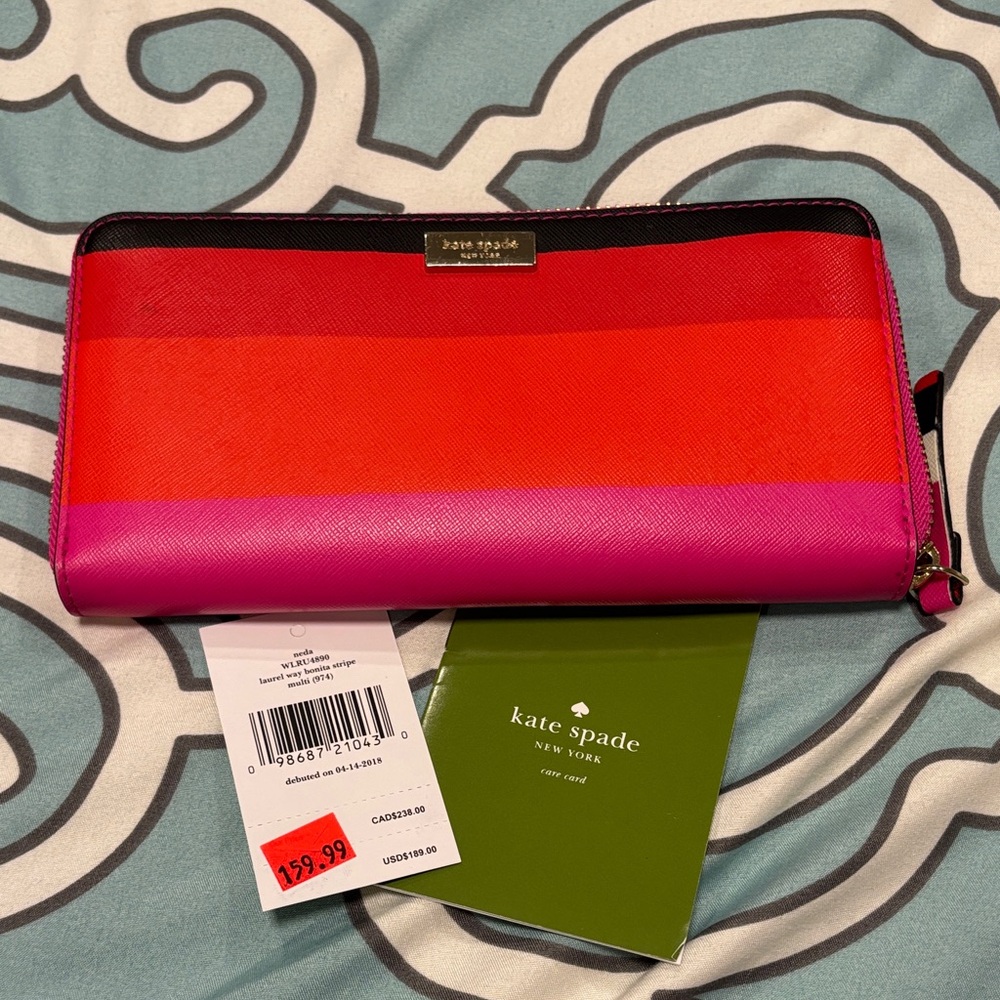 kate spade laurel way Bonita Colorblock Zip Wallet in Hot Pink & Red